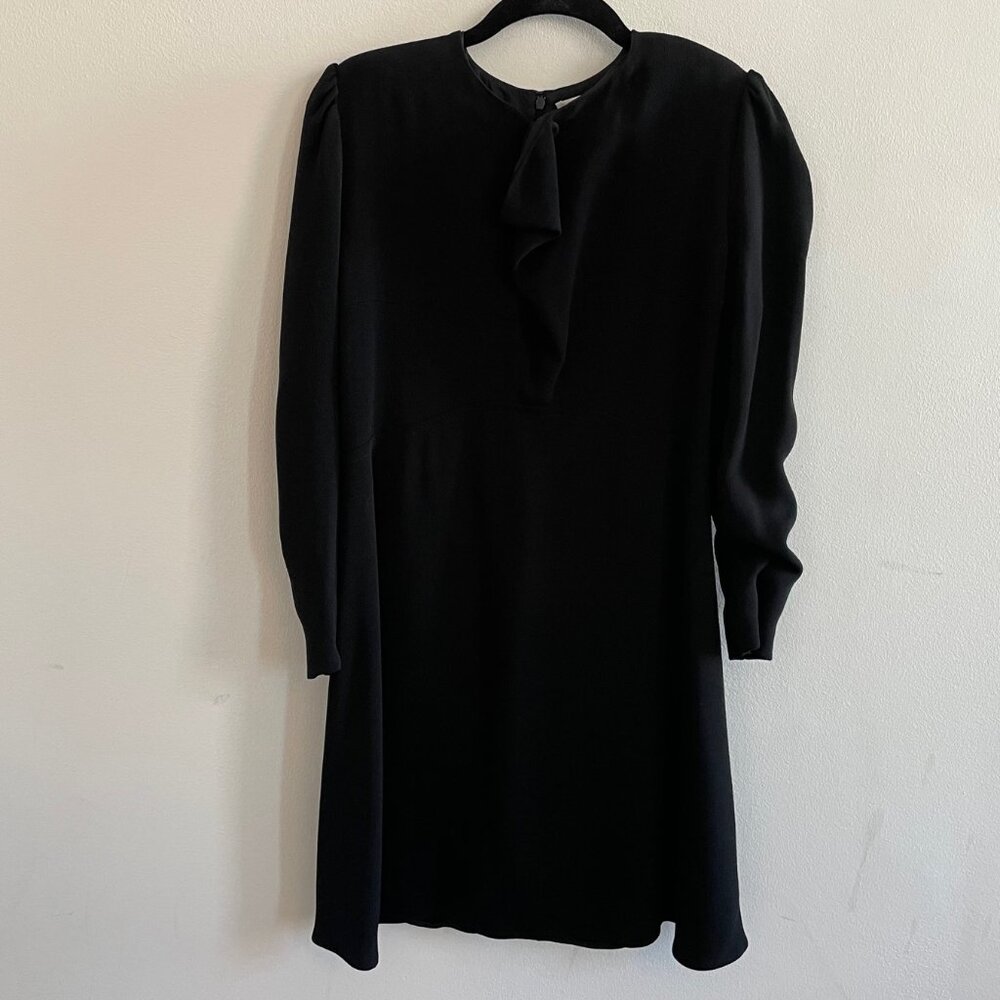 Carven Crepe Dress with ruffle detail - Black, Size 40 (4 in US)